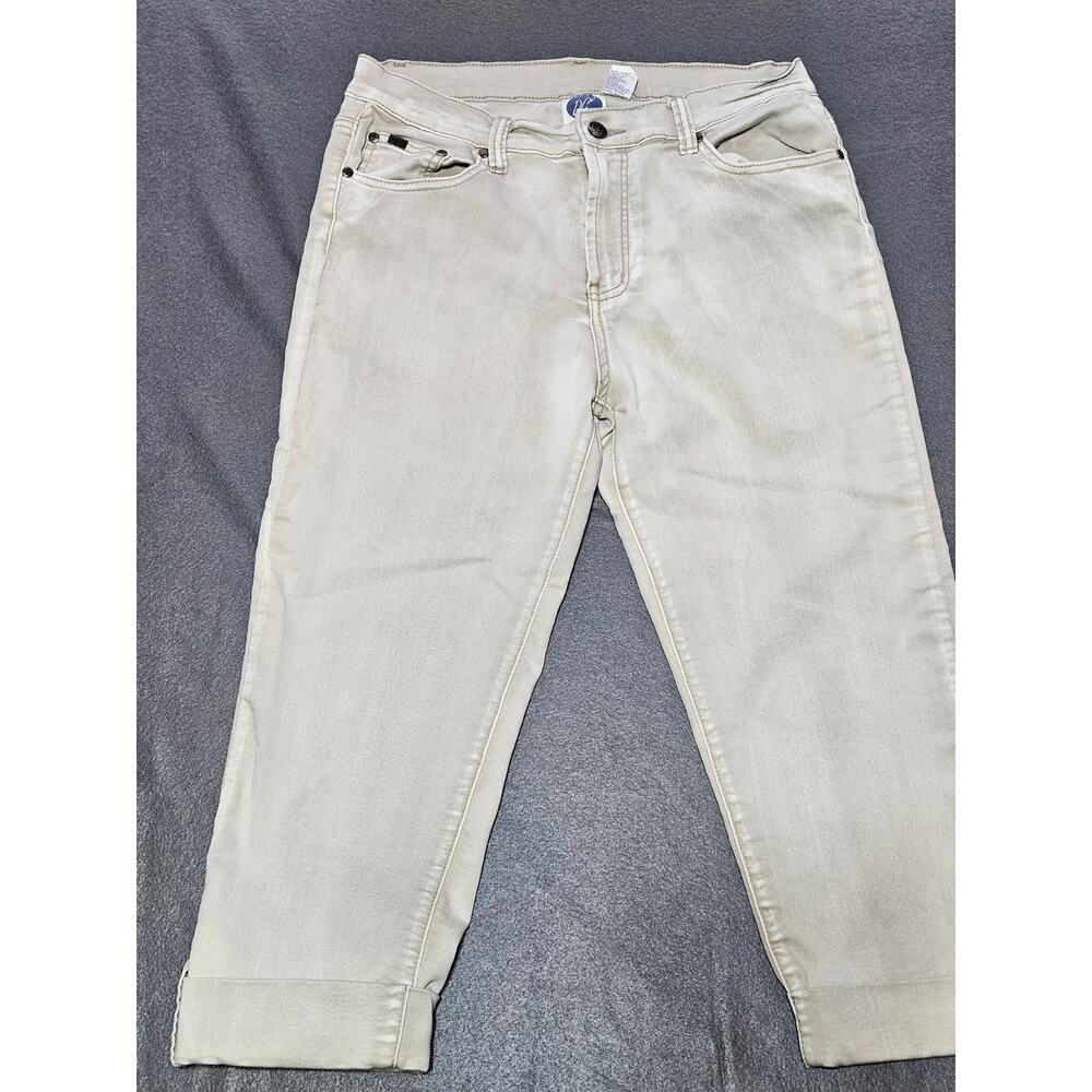 DG by Diane Gilman Women Jeans 8 Beige Cropped Khaki Wirh Button Cuff